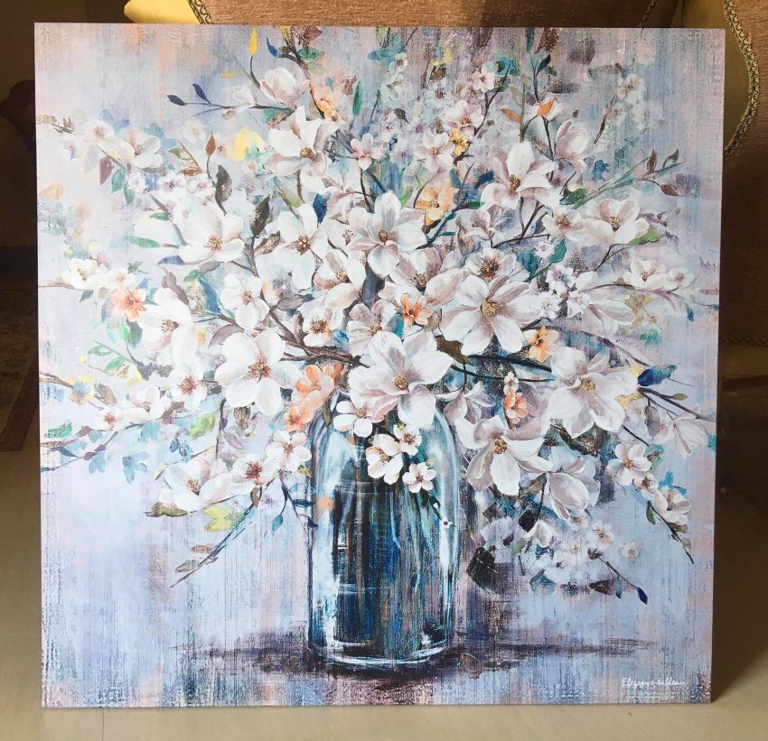 white flowers in blue vase - Image 2